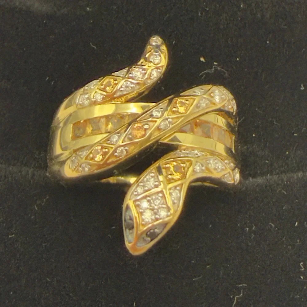 Vtg Djoy Sterling Silver Snake Ring Yellow Saphire Diamond Spinel 18k Vermeil